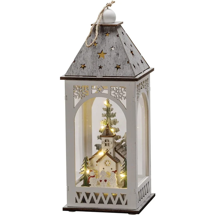 Konstsmide LED Holzlaterne mit Kirche Innen 8 warmweiße Dioden – Bild 1