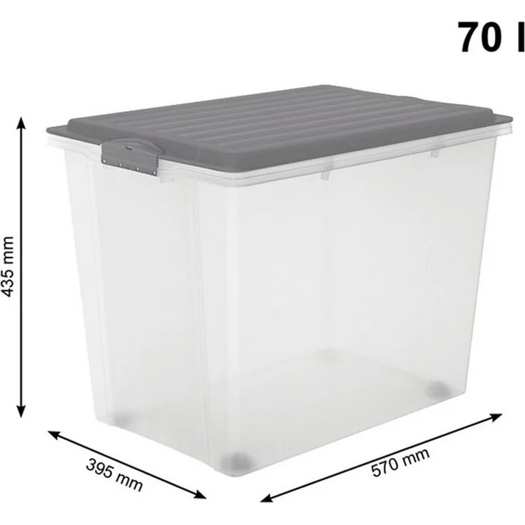 ROTHO Aufbewahrungsbox Compact Aufbewahrungsbox 70l mit Deckel, Kunststoff (PP) – Bild 3