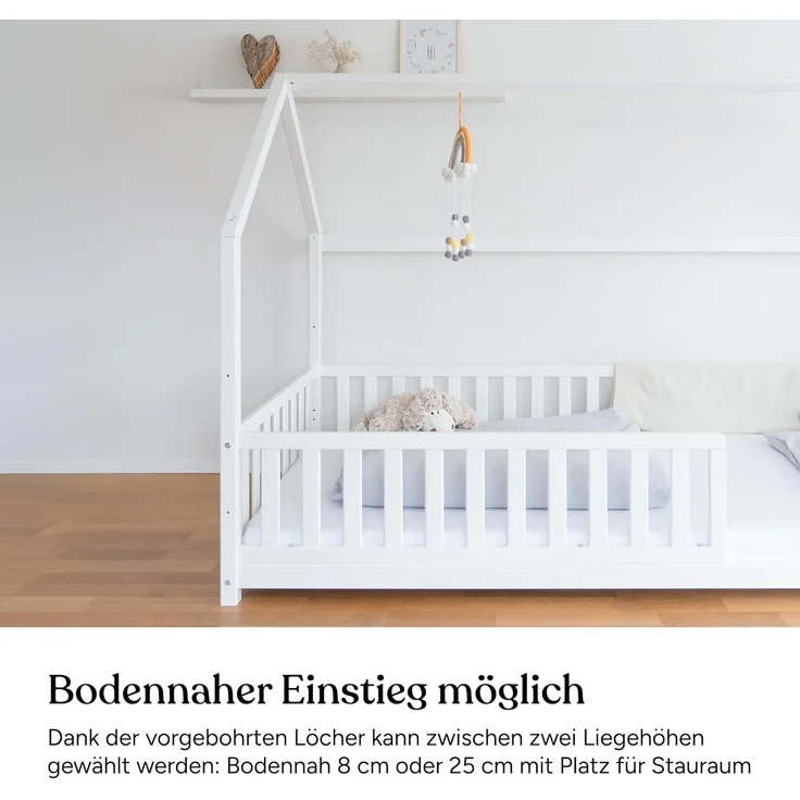 Ehrenkind Hausbett Livo aus massivem Buchenholz in verschiedenen Größen (FSC® zertifiziertMontessori Kinderbett, Jugendbett, 90x200), höhenverstellbar – Bild 6