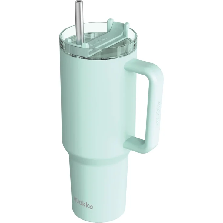 Isolierte Edelstahl-Trinkflasche mit Griff und Strohhalm, doppelwandig 0,95 L Türkis – Bild 1