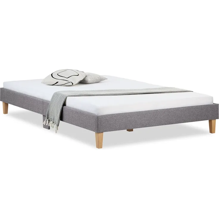 Homestyle4u Polsterbett mit Lattenrost, Grau, 140x200 cm
