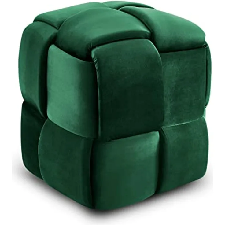 Vesgantti Sitzhocker, Ottomanischer Fußhoker aus Samt, Moderne Sitztruhe für Wohnzimmer, Schlafzimmer, Eingangsbereich, 43 x 43 x 46 cm, Max. Belastbarkeit 140 kg, KIVIK Serie