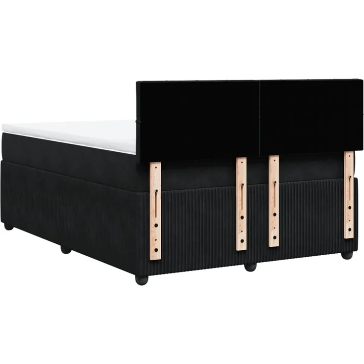 vidaXL Boxspringbett mit Matratze Schwarz 140x200 cm Samt 3287760 – Bild 10