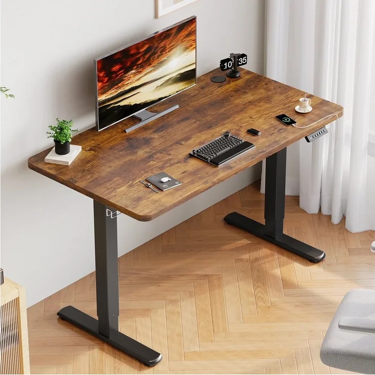 Furnicopia Schreibtisch Höhenverstellbarer mit USB-Ladefunktion und Wecker-Erinnerung (2 Höheneinstellungen 5 Farben und 6 Größen fur eine Vielzahl von Arbeits- und Lernumgebungen)