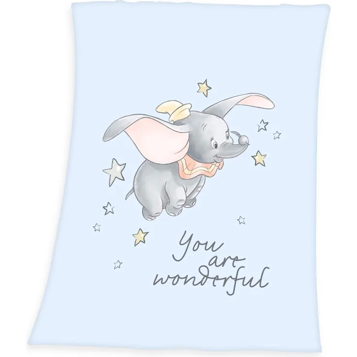 Disney´s Dumbo Flanell Flauschdecke Babydecke Kuscheldecke 75x100 cm