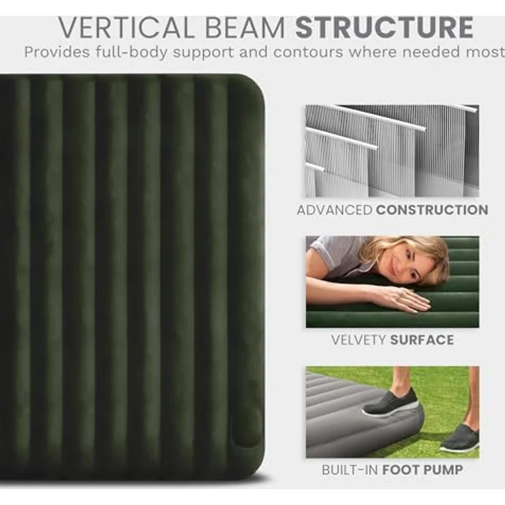 Intex Dura-Beam Standard Series Downy Luftbett mit integrierter Fußpumpe, Twin Grün – Bild 9