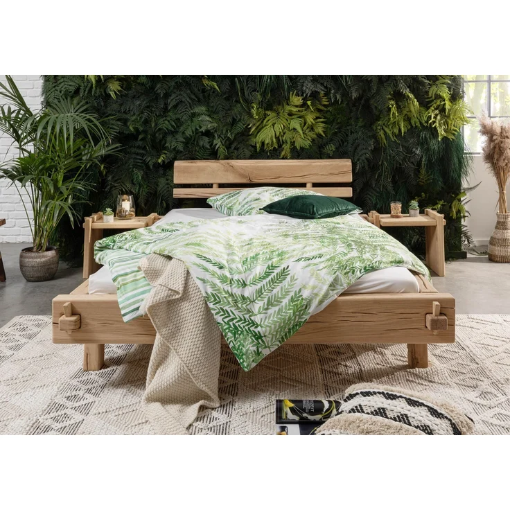 Balkenbett Eiche 160x200 natur geölt OAK HEART #02 – Bild 3