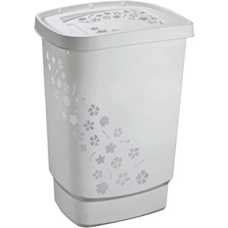 Rotho Wäschesammler Flowers, 55 l grau – Bild 1