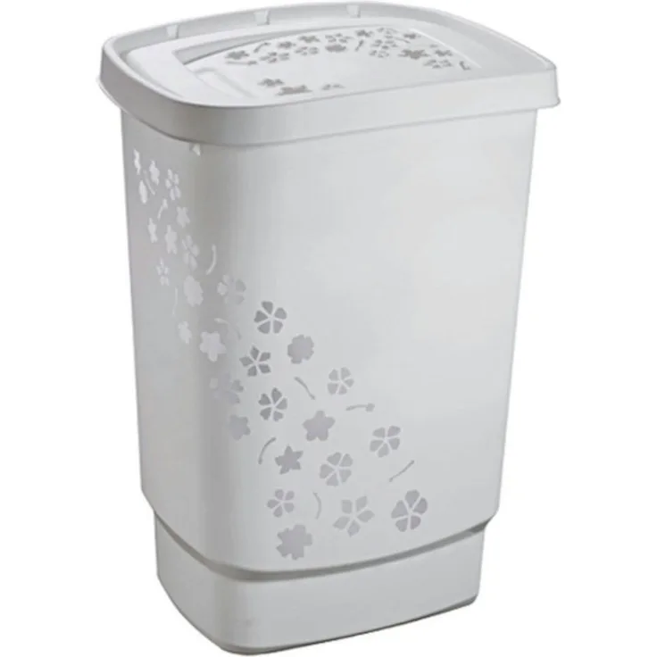 Rotho Wäschesammler Flowers, 55 l grau