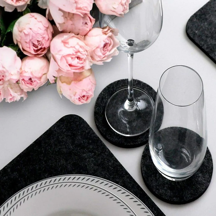 Luana Rose Platzset 12er-Set mit 6 Getränke-Untersetzer, Tischdekoration Teller Esstisch Diner Filzmatte leicht zu reinigen – Bild 9