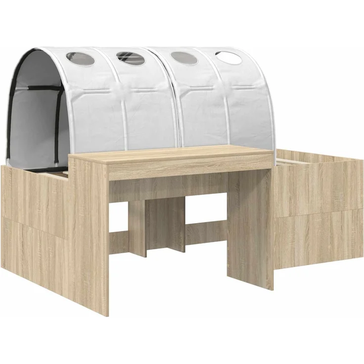 vidaXL Bett mit Tunnel 3 Stk. Artisian Eiche und Weiß Holzwerkstoff 3423665 – Bild 3
