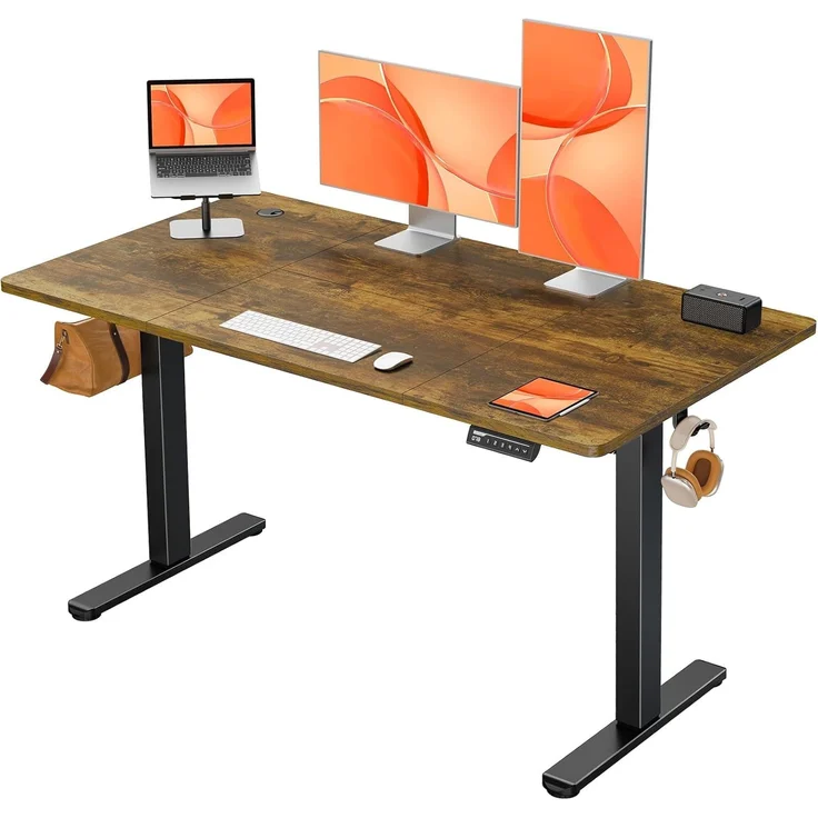 ErGear Elektrisch Höhenverstellbarer Schreibtisch 140x70 cm, Schreibtisch Höhenverstellbar mit 4 Memory-Funktion, Gaming Tisch mit Vierteilige Tischplatte – Bild 1