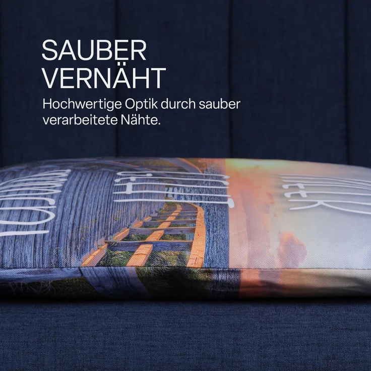 Outdoor Kissen mit Paspel ( 45 x 45 cm ) Dekokissen Garten - Reißverschluss - Schmutz- und Wasserabweisend - abnehmbarer Kissenbezug Meer geht Immer 1er-Pack – Bild 3