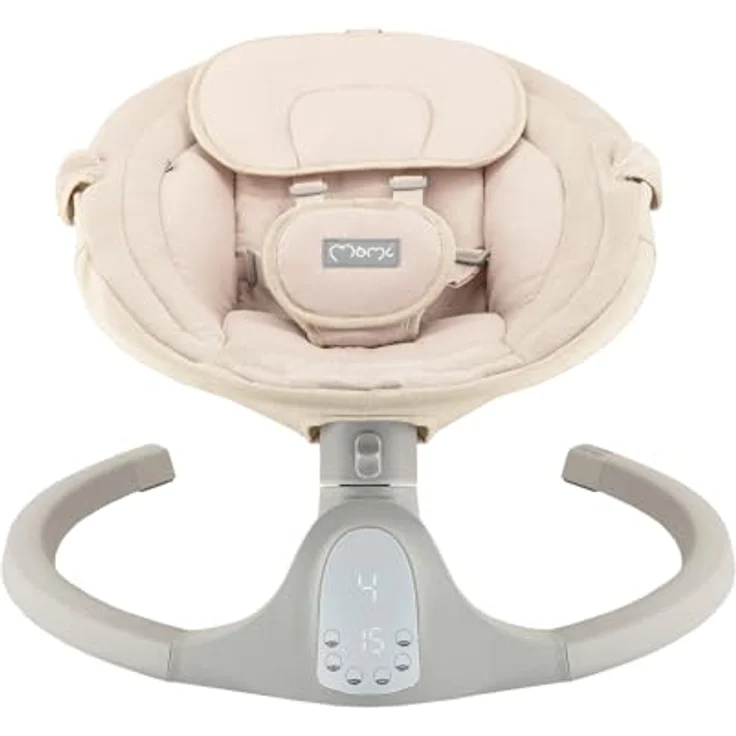 MoMi KENANI SAND Babywippe für Babys bis 9 kg, mit LED-Display, Fernbedienung & Bluetooth für Smartphone, Batterie- oder Stromanschluss, mit 5-Punkt-Sicherheitsgurt, Bügel und Spielzeug – Bild 21