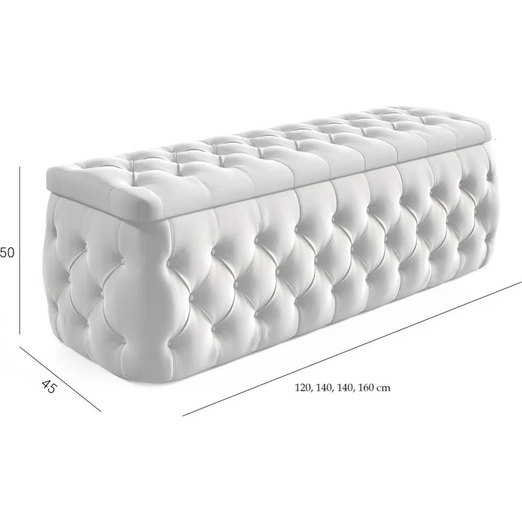 Polsterhocker mit Stauraum ERNESTO 120x50x45 cm Elisa Velvet Schwarz – Bild 3