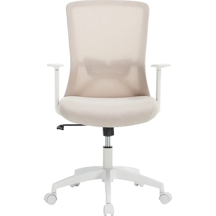 Vente-unique - DELVORA Office chair StoffStoff BeigeWeiß - B 55,5 cm x H 100,5 cm93 cm x L 61 cm – Bild 2