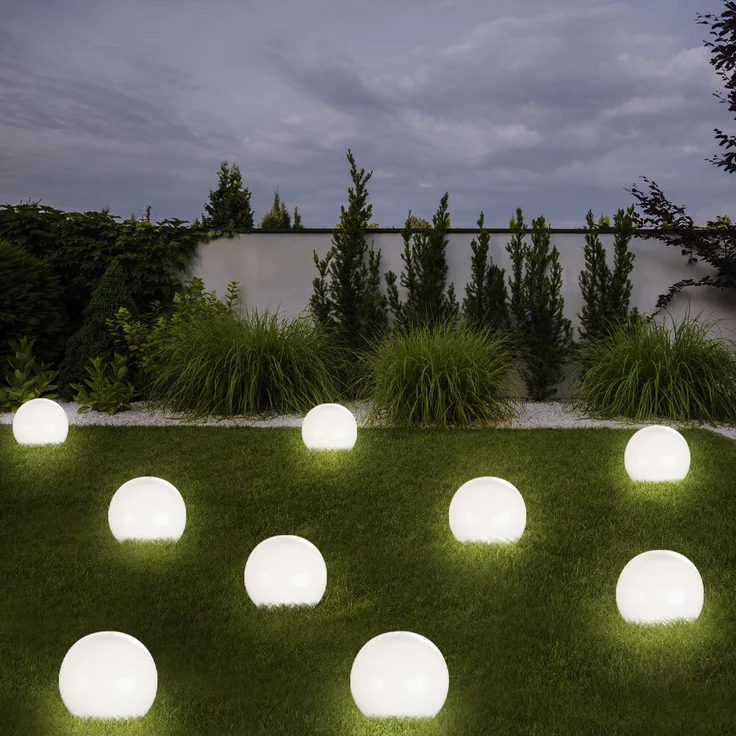 10er Set LED Solarkugel weiß, Erdspieß, DxH 10x38 cm – Bild 6