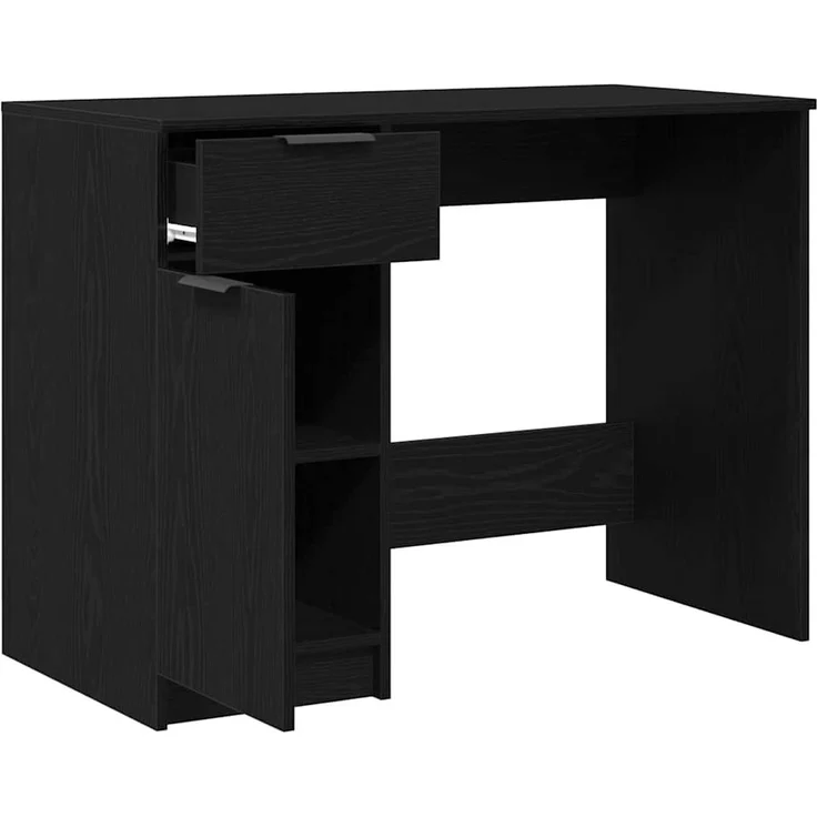 vidaXL Schreibtisch mit Speicher Schwarz Eichen-Optik 100 x 50 x 75 cm 862779 – Bild 3
