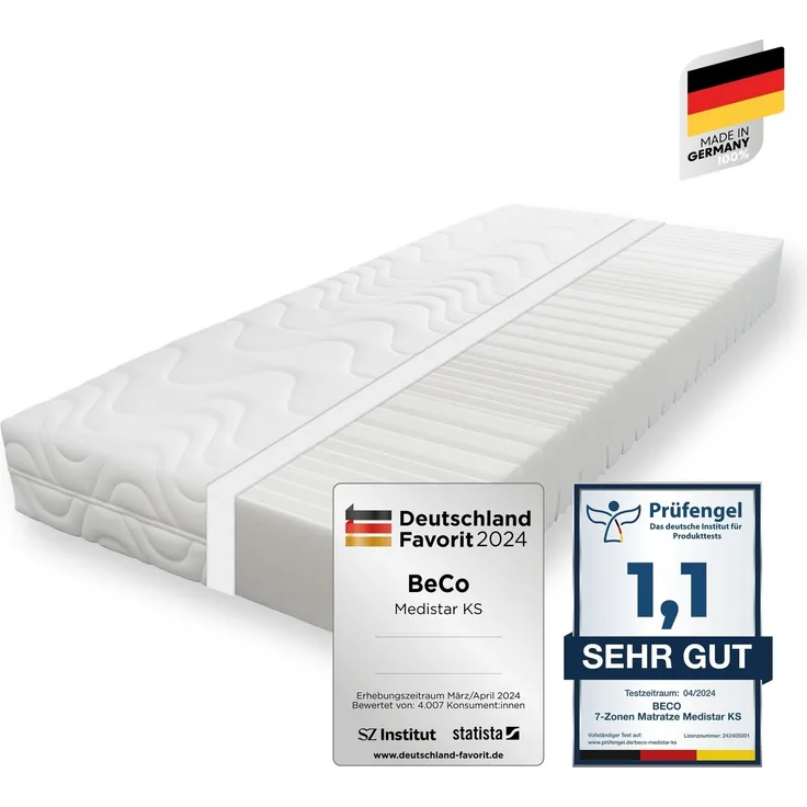 Komfortschaummatratze Medistar KS, Matratze Kaltschaum-Feeling 90x200 cm, 140x200 cm, Beco, 21 cm hoch, Geprüft mit 1,1* "SEHR GUT" & bewertet mit**Deutschland Favorit 2024