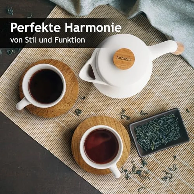 MiaMio Teeservice Teekannen Set inkl. 4 Tassen (5-tlg), Keramik – Bild 4