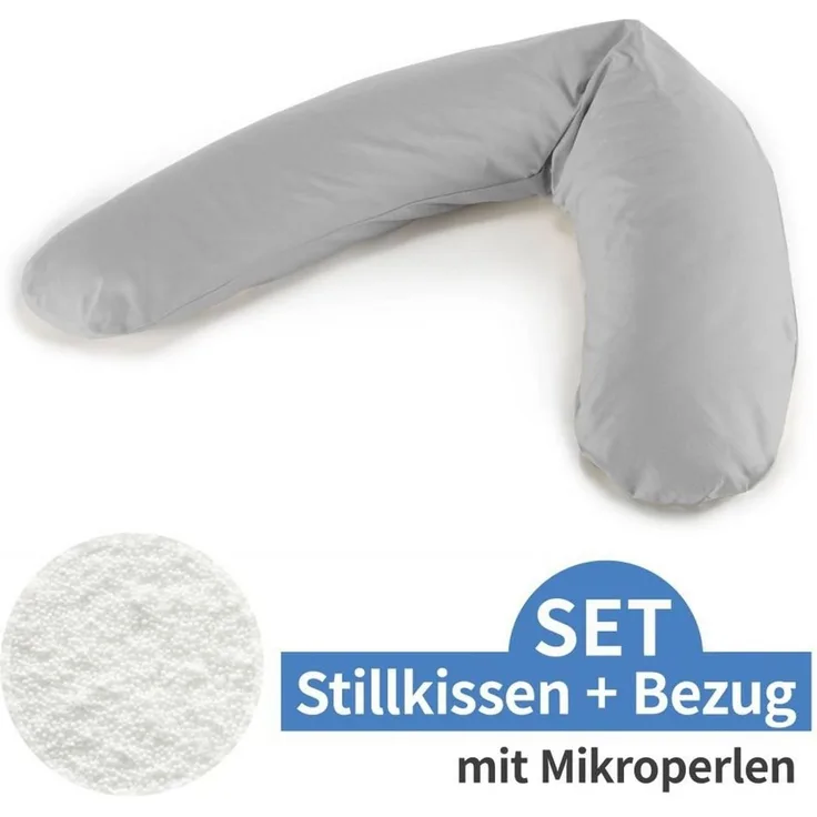 Theraline das Komfort Stillkissen mit Mikroperlen, grau