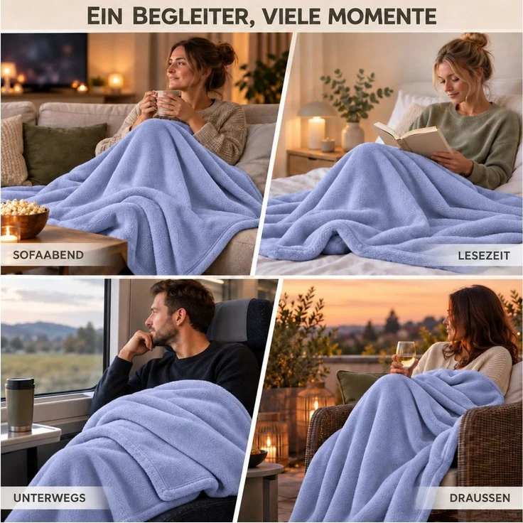 Wohndecke Kuscheldecke 260 g/m², flauschige Wohndecke, Fleecedecke, Oeko-Tex, Komfortec – Bild 3