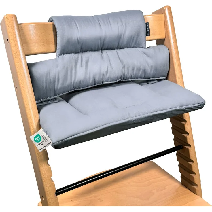 LaLoona Hochstuhl Sitzkissen für Stokke Tripp Trapp, beschichtet, grau, wasserabweisend, maschinenwaschbar, perfekte Passform
