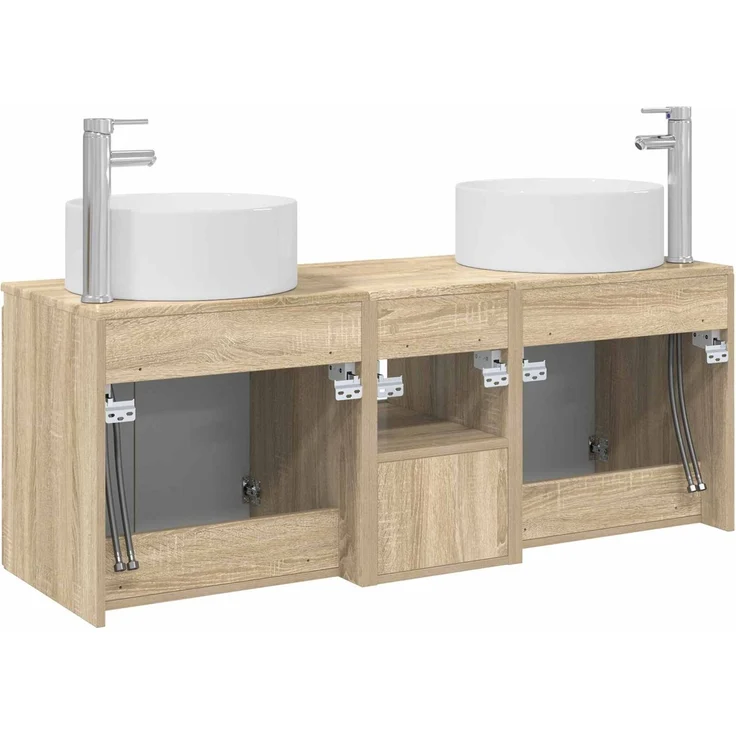 vidaXL Badezimmerschrank-Set 3 stk. Sonoma-Eiche 129 x 44,5 x 80 cm 3405739 – Bild 8
