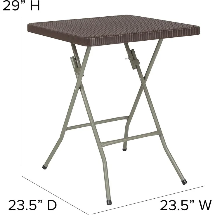 Flash Furniture Klapptisch aus Rattan, quadratisch, 4 m, Braun – Bild 3