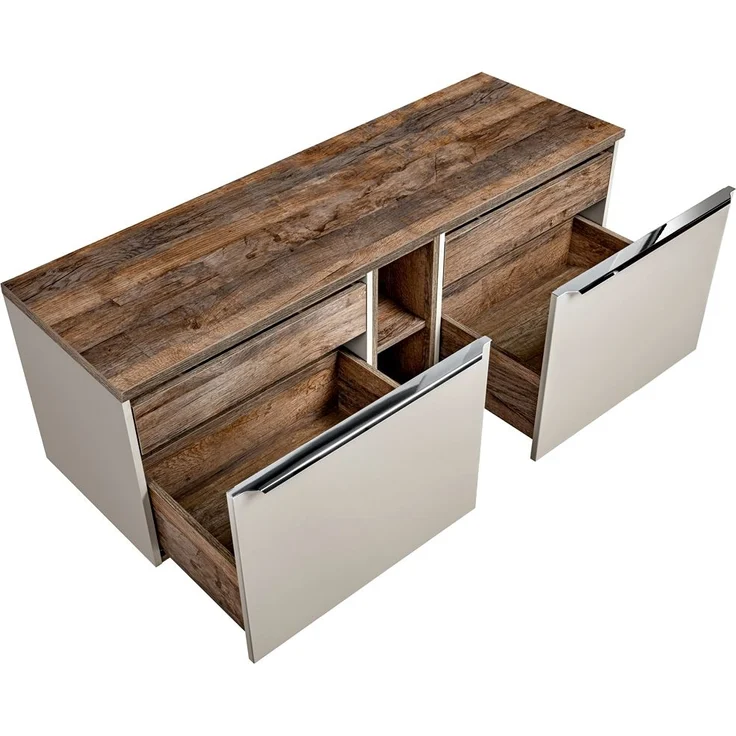 Lomadox 'Puebla' Waschbeckenschrank, Holz taupe, Vintage Oak, 48,5 x 46 x 140,4 cm – Bild 2