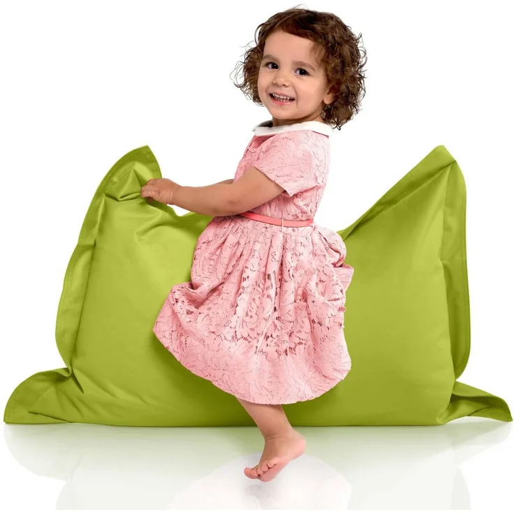 Green Bean® Kinder-Sitzsack 70x100cm & 70 Liter EPS-Perlen Füllung - Indoor & Outdoor Bean Bag Sitzkissen - Grün
