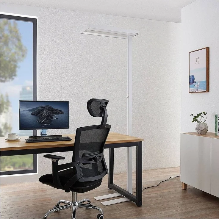 Arcchio Stehlampe Logan Pro, LED, Metall, Weiß universalweiß IP20mit Bewegungsmelder, 2 x 36 W LED, universalweiß – Bild 3
