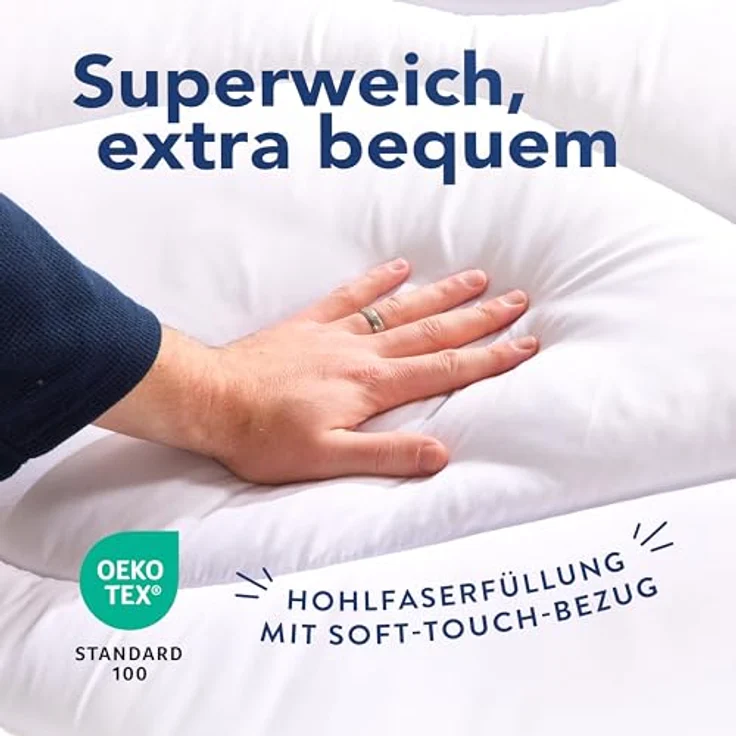 John Cotton 4 Jahreszeiten Bettdecke 155x220 - Atmungsaktive 3-in-1 Bettdecken für Sommer & Winter | Oeko-Test Zertifiziert Steppdecke | Warme Schlafdecke | Decke 155x220 cm – Bild 7