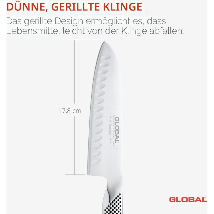 Global Santoku mit Kullen 18 cm G-80