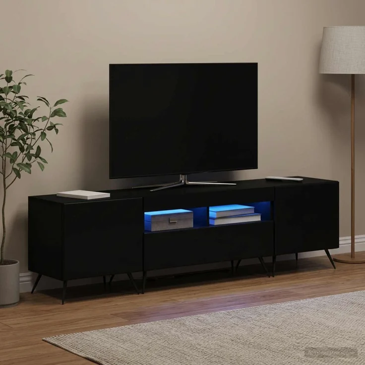 vidaXL LED-TV-Schrank BREDA 3 stk. Schwarz Holzwerkstoff 3416919 – Bild 1