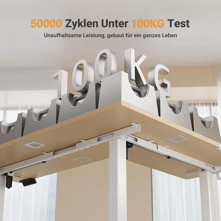 Claiks Eckschreibtisch Höhenverstellbar 160x140cm Dual-Motor L-Form Beige – Bild 5