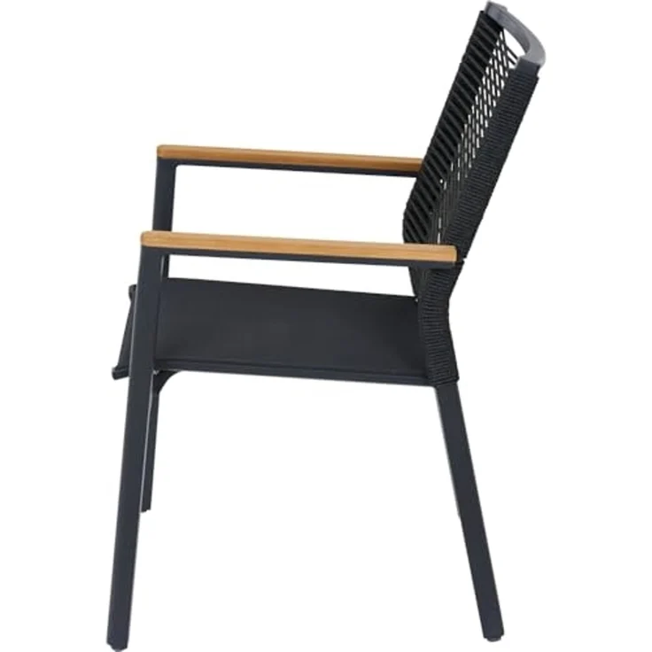 Siena Garden Bologna Stapelsessel - Teak FSC/Aluminiumgestell & Rope, schwarz (T88491) – Bild 4