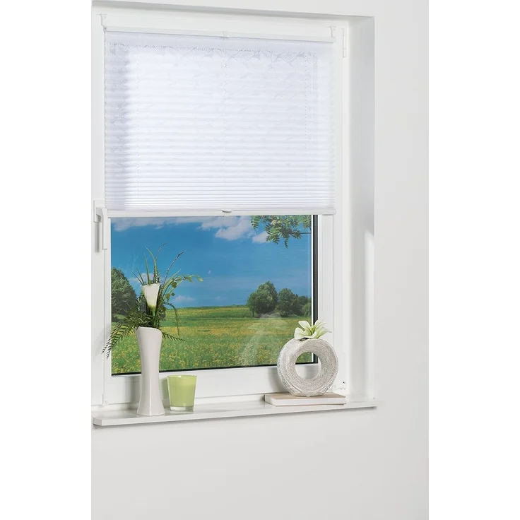 K-home Klemmfix-Plissee , Ausbrenner Stoff, weiß, 80x210 cm (B x L) – Bild 2