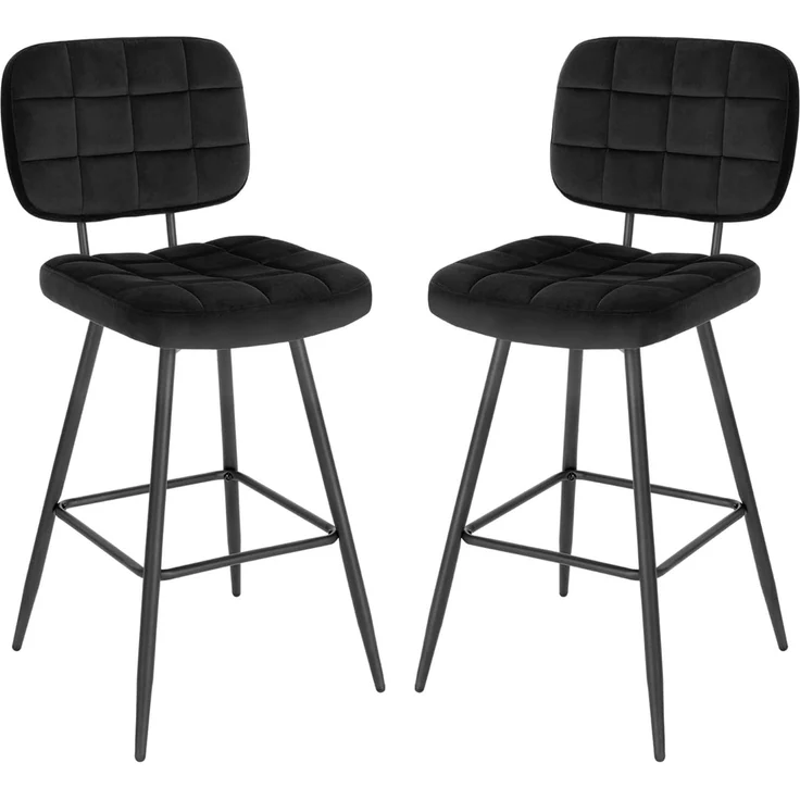 EUGAD Barhocker (2 St, 2er Set), Tresenhocker, Design Hocker, Fußstütze, aus Samt Metall