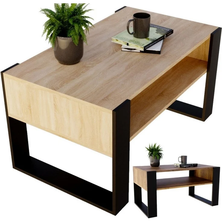 CraftPAK Couchtisch Wohnzimmer Tisch für Couch - mit zusätzlicher Ablagefläche – Bild 1