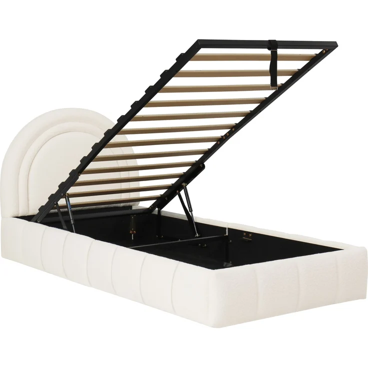ZUBALIYA Polsterbett 90 x 200 cm mit hydraulischem Bettkasten, Lattenrost, Bouclé, Beige – Bild 11