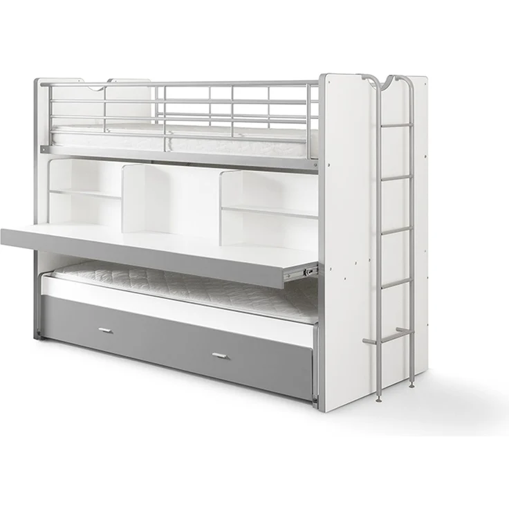 Hochbett Kalinda 222x102x161 Holzwerkstoff+Metall Weiß/Grau – Bild 3