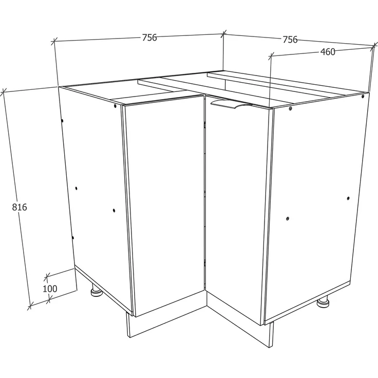 VCM Küchenmöbel Unterschrank Fasola 920536 Weiß / Anthrazit H. 82 x B. 76 x T. 76 cm – Bild 5