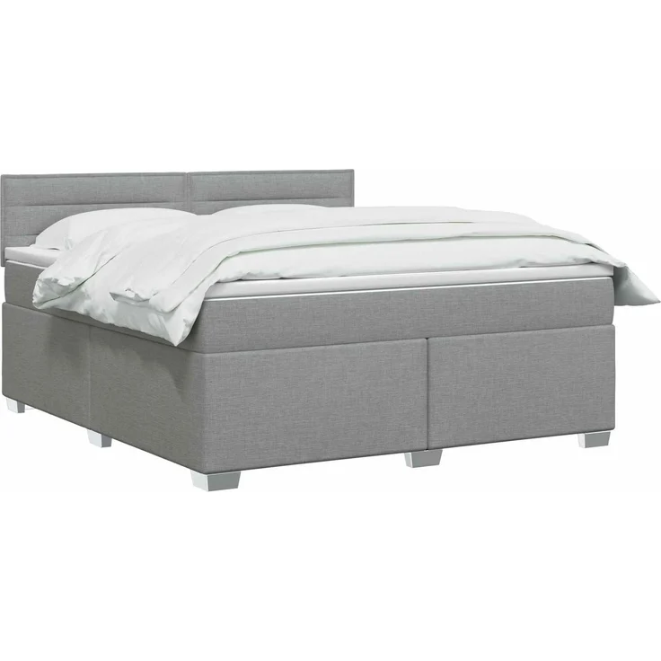 vidaXL Boxspringbett mit Matratze Hellgrau 140 x 200 cm Stoff 3450488 – Bild 3