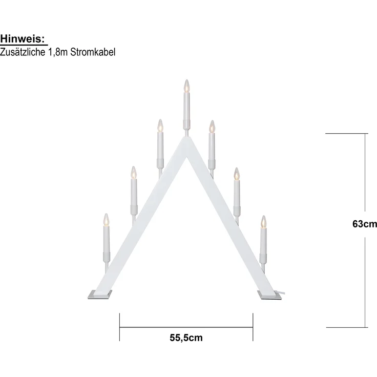 Lichterbogen ,Vind', 7-flammig, Holz, weiß – Bild 6