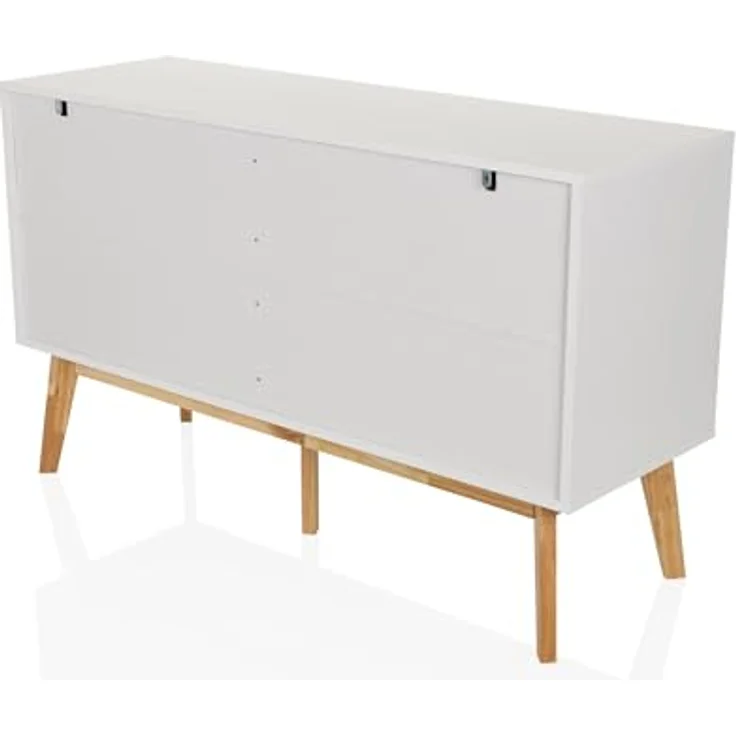 hjh LIVING Sideboard mit 2 Schubladen und 1 Tür TAROLO Kommode 120 x 40 x 72 cm Schrank im skandinavischen Stil Weiß, Fußgestell in Eiche – Bild 9