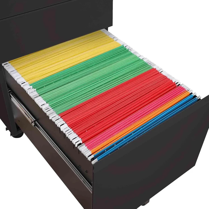Makika Rollcontainer abschließbar mit Schubladen und Rollen 39x50x60cm in Schwarz – Bild 7
