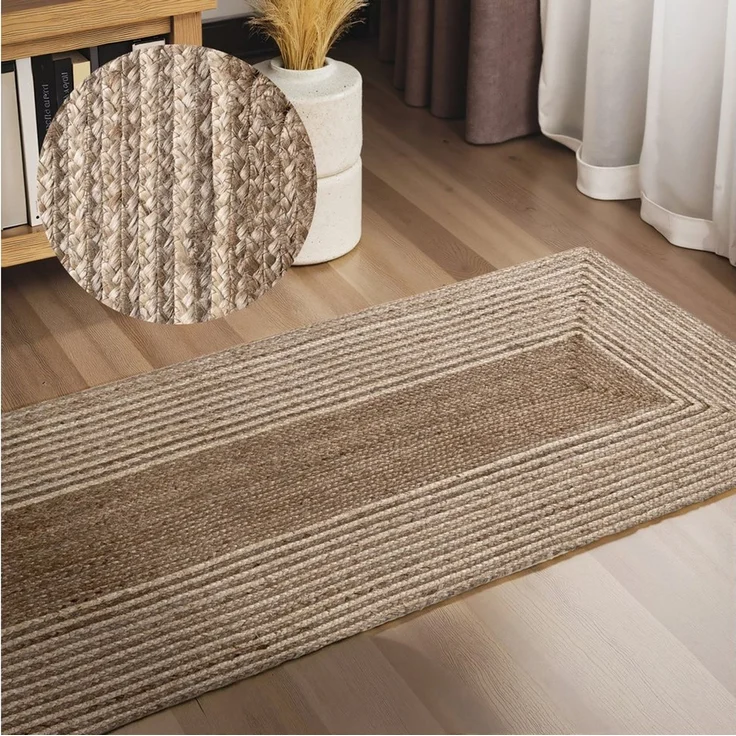 HANSE Home Teppich Juno Line Juteteppich, rechteckig, Höhe: 9 mm, Jute, Shape, Handgemacht, Wohnzimmerteppich, Naturteppich, Wohnzimmer – Bild 1