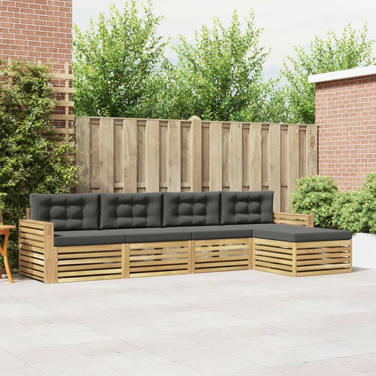 vidaXL Outdoor-Sofagarnitur 5 stk. 4-Sitzer Weiß und Anthrazit 3390332