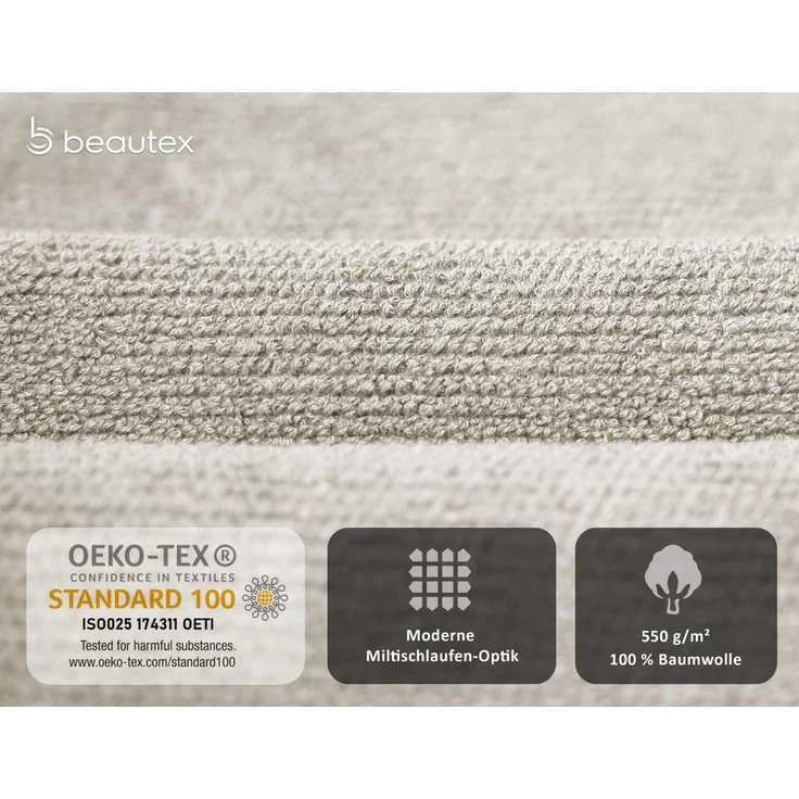 Beautex Handtuch Set Handtuch Set, Made in Europe, Frottier, (Multischlaufen-Optik, Frottier Premium Set aus 100% Baumwolle 550g/m) – Bild 4